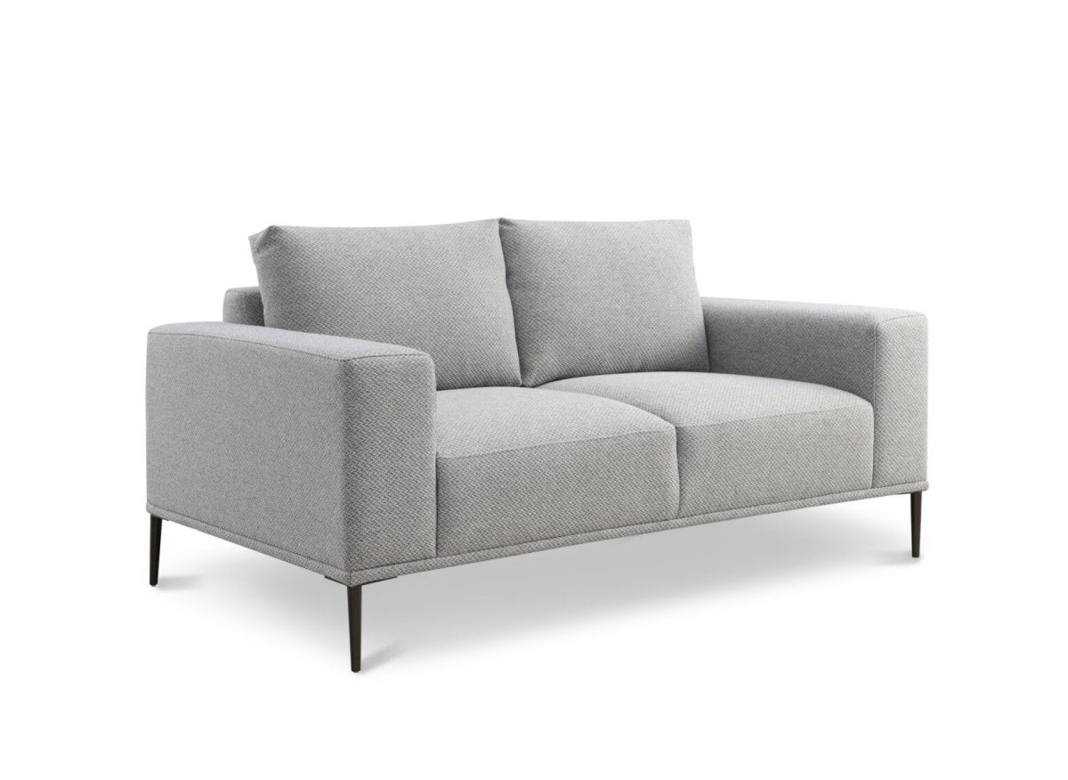 Canapé fixe 2 places en tissu gris clair ARNOLD