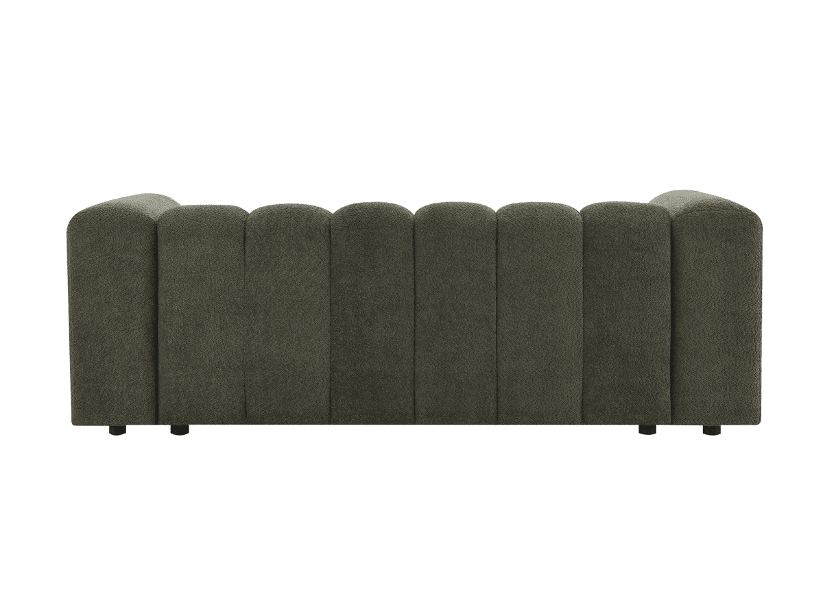 Canapé fixe 3 places en tissu bouclette vert AELIS