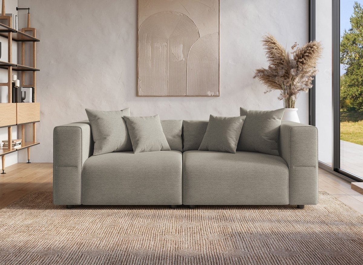 Canapé fixe 3 places en tissu taupe EVELYNE