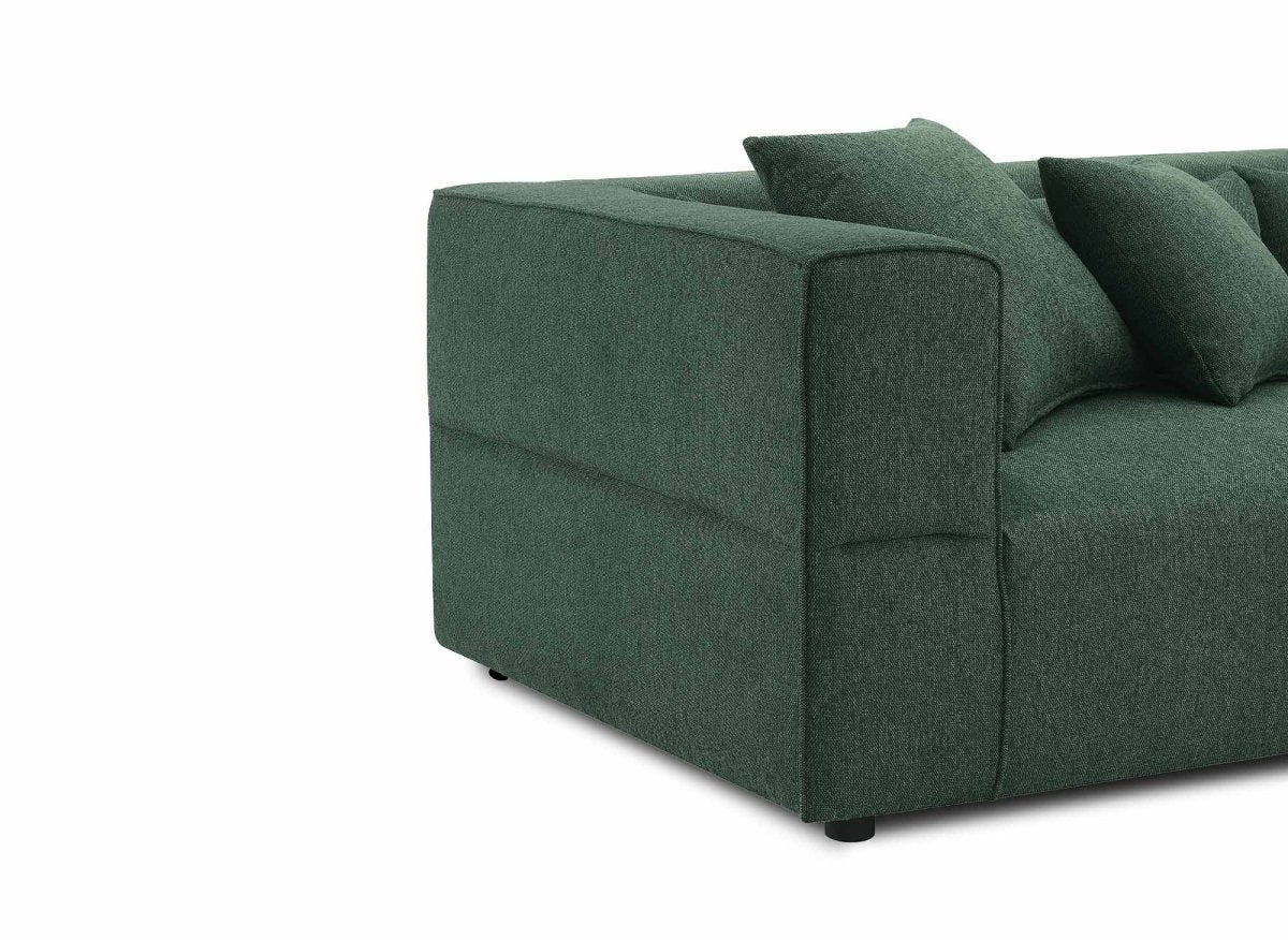 Canapé fixe 3 places en tissu vert EVELYNE