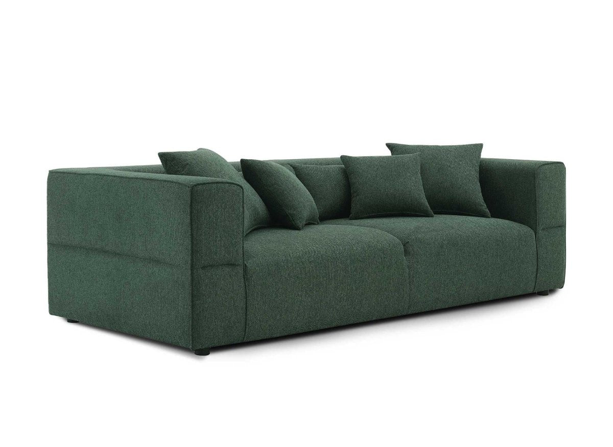 Canapé fixe 3 places en tissu vert EVELYNE