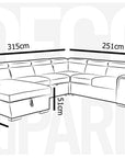 Canapé panoramique convertible avec coffre en velours chiné beige GAELLE - Angle gauche