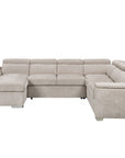 Canapé panoramique convertible avec coffre en velours chiné beige GAELLE - Angle gauche