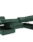 Canapé panoramique convertible avec coffre en velours chiné vert olive MARIANO - Angle gauche