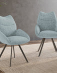 Chaise pivotante avec accoudoirs en tissu vert d'eau TALIA