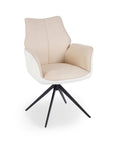 Chaise pivotante avec accoudoirs en velours et tissu bouclette beige ISALIE