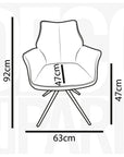 Chaise pivotante avec accoudoirs en velours et tissu bouclette beige ISALIE