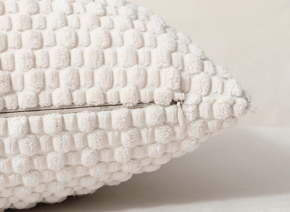Coussin blanc écru en tissu texturé doux 45x45 cm DUNE