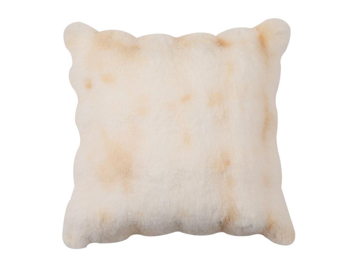 Coussin blanc et beige effet fourrure 45x45 cm KAELA