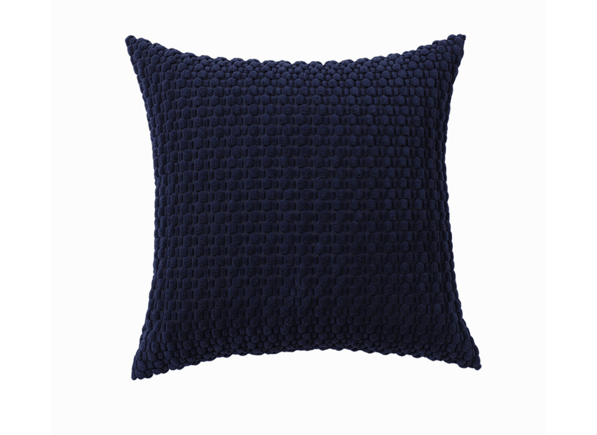 Coussin bleu marine en tissu texturé doux 45x45 cm DUNE