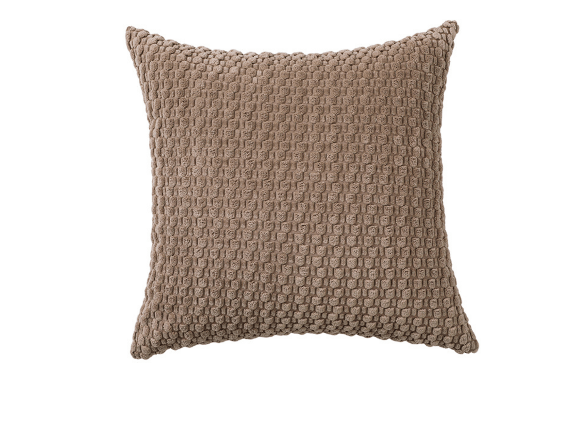 Coussin marron en tissu texturé doux 45x45 cm DUNE