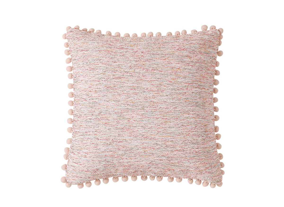 Coussin rose en tweed avec ponpons 45x45 cm POPINE