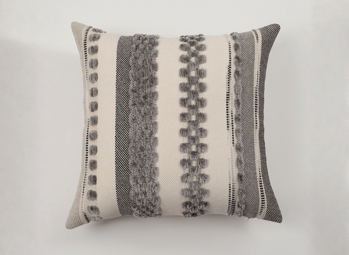Coussin texturé gris et blanc écru 45x45 cm NEXUS