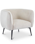 Fauteuil cabriolet en velours beige pieds noir PERRY