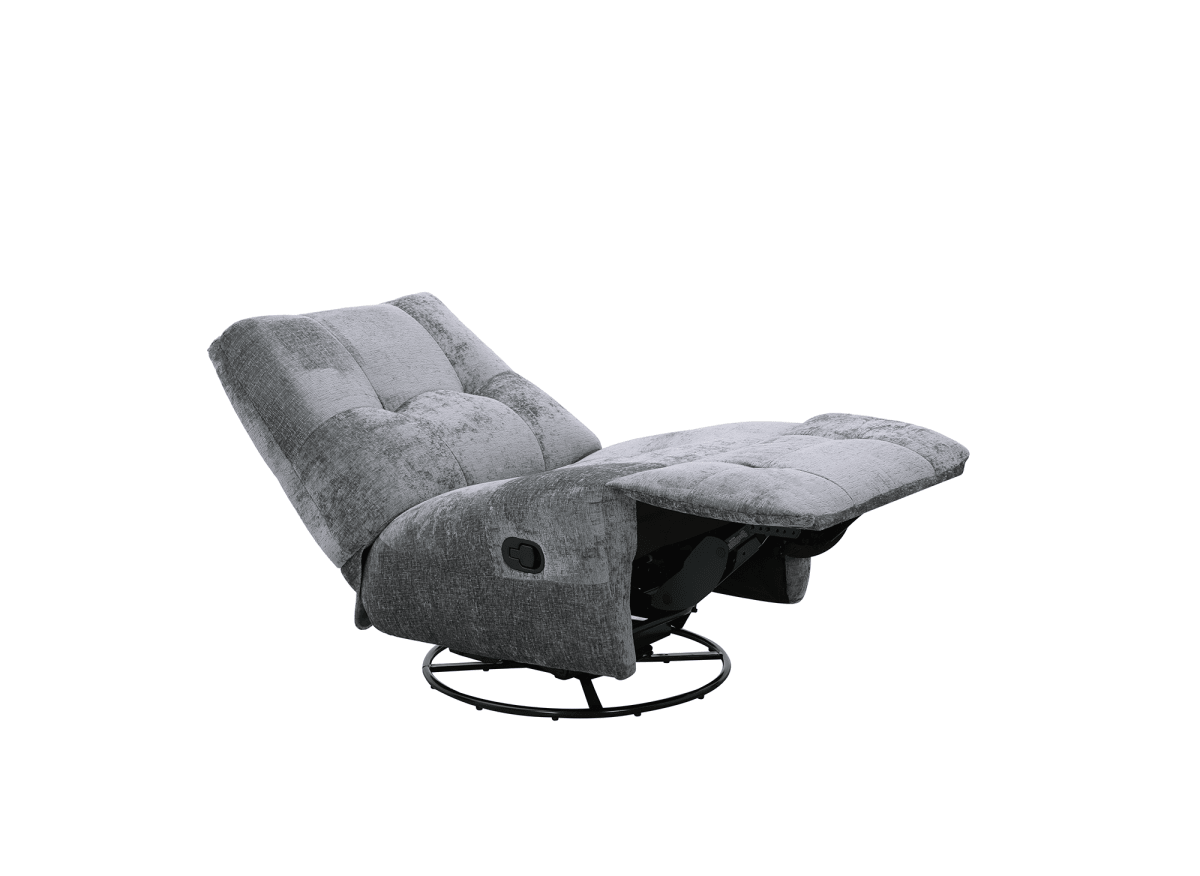 Fauteuil relax pivotant en velours chiné gris LISON