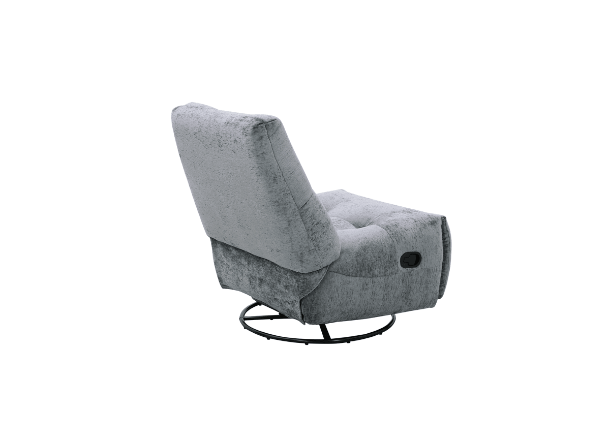 Fauteuil relax pivotant en velours chiné gris LISON