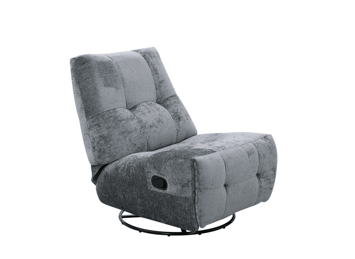 Fauteuil relax pivotant en velours chiné gris LISON