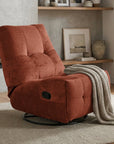 Fauteuil relax pivotant en velours chiné terracotta LISON