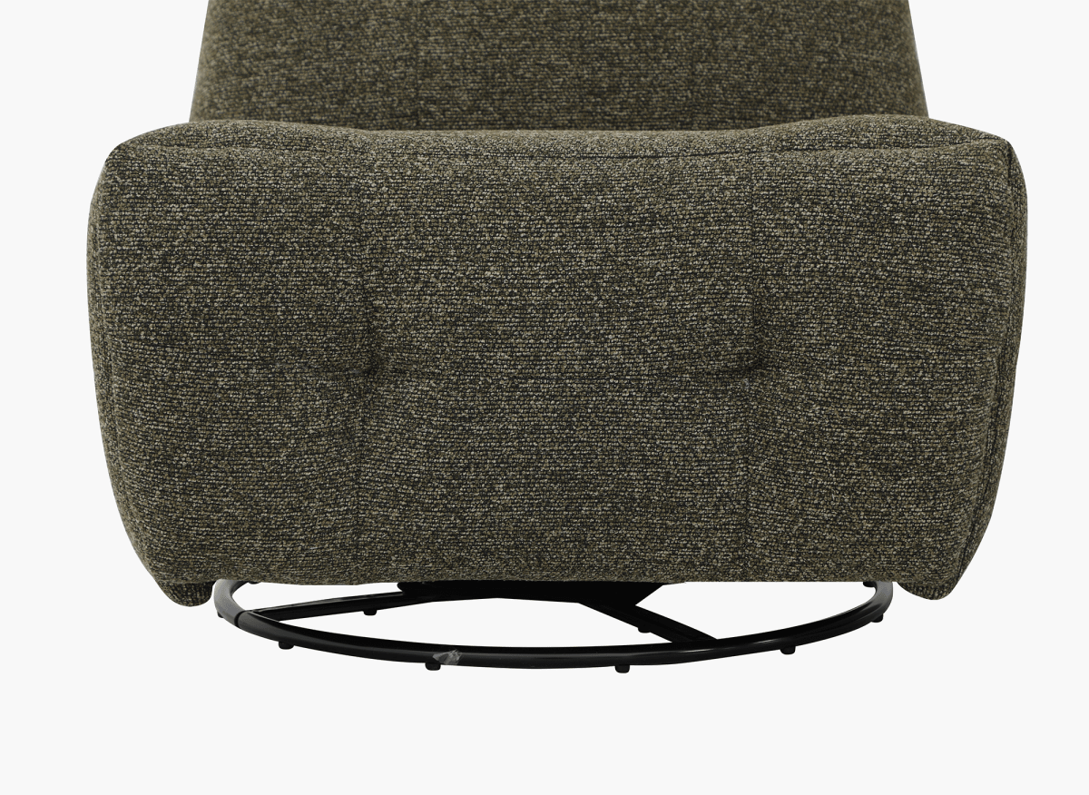 Fauteuil relax pivotant en velours texturé vert kaki LISON