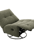 Fauteuil relax pivotant en velours texturé vert kaki LISON