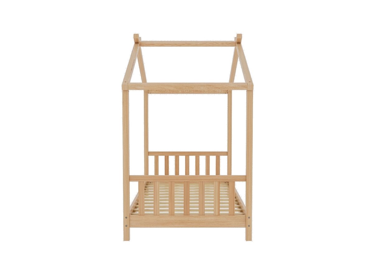 Lit cabane avec barreaux en bois 90 x 190 cm NIDOU