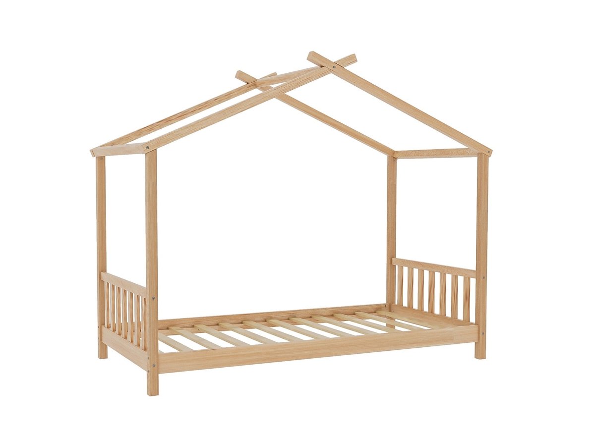 Lit cabane avec barreaux en bois 90 x 190 cm NIDOU