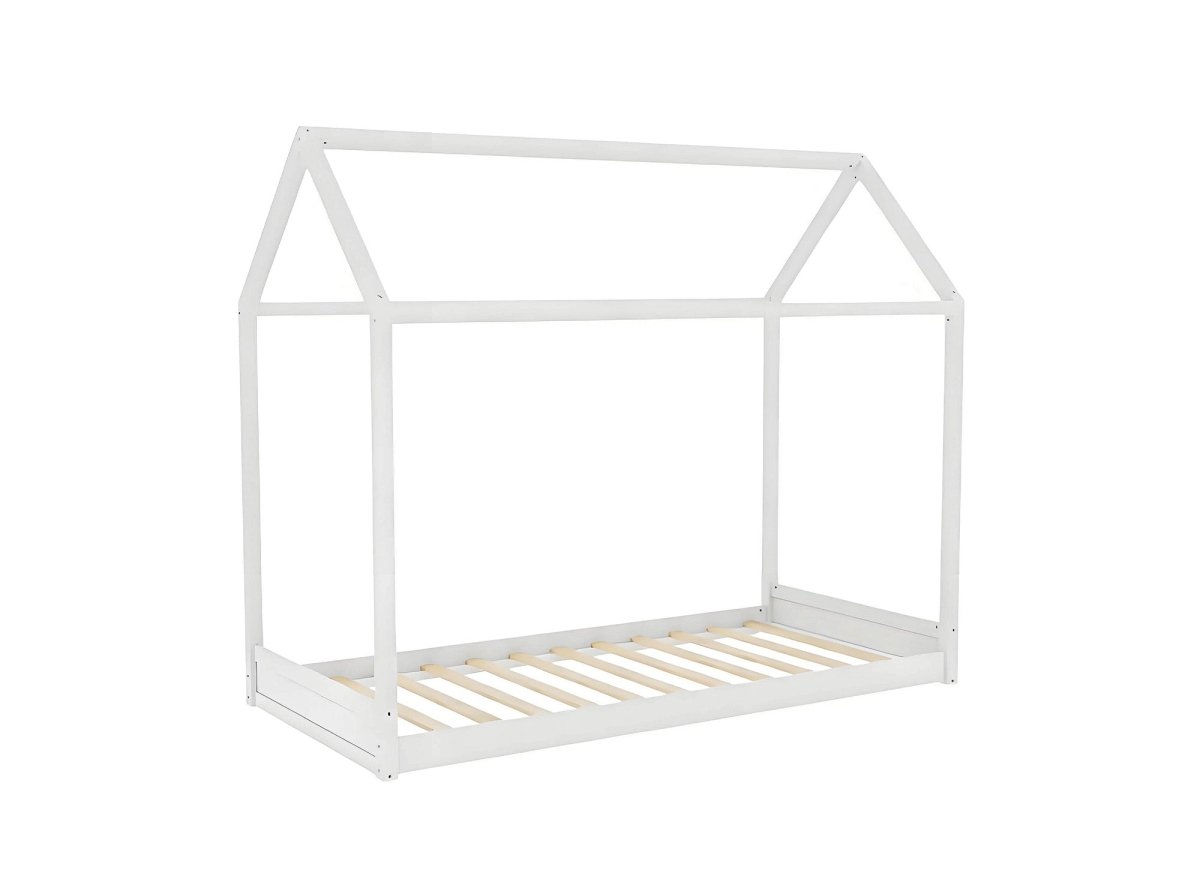 Lit cabane en bois blanc 90 x 190 cm POPY