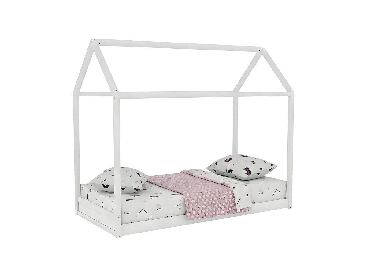 Lit cabane en bois blanc 90 x 190 cm POPY