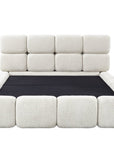Lit coffre en tissu bouclette beige 140x190 cm BUBBLE