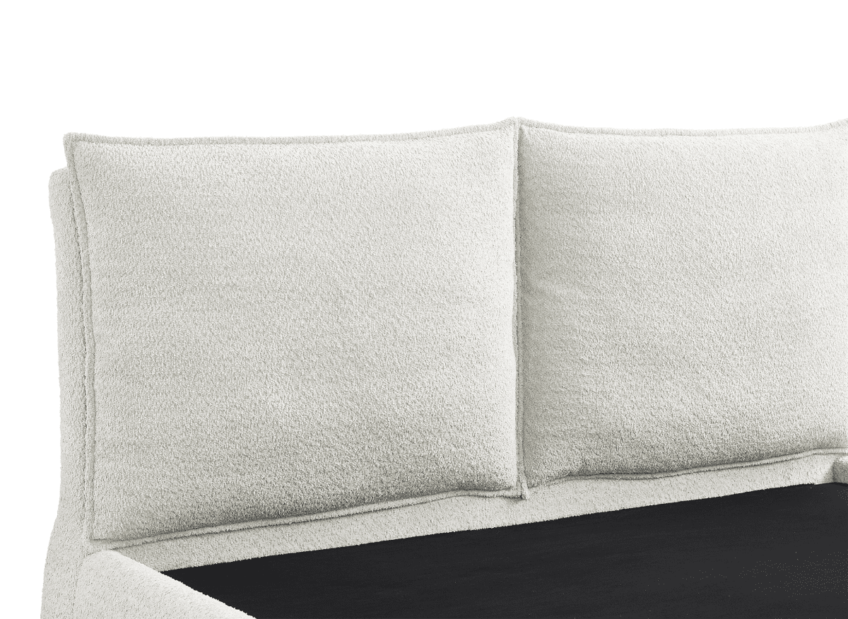 Lit coffre en tissu bouclette beige 140x190 cm MELY