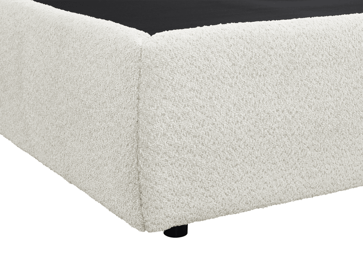 Lit coffre en tissu bouclette beige 140x190 cm MELY