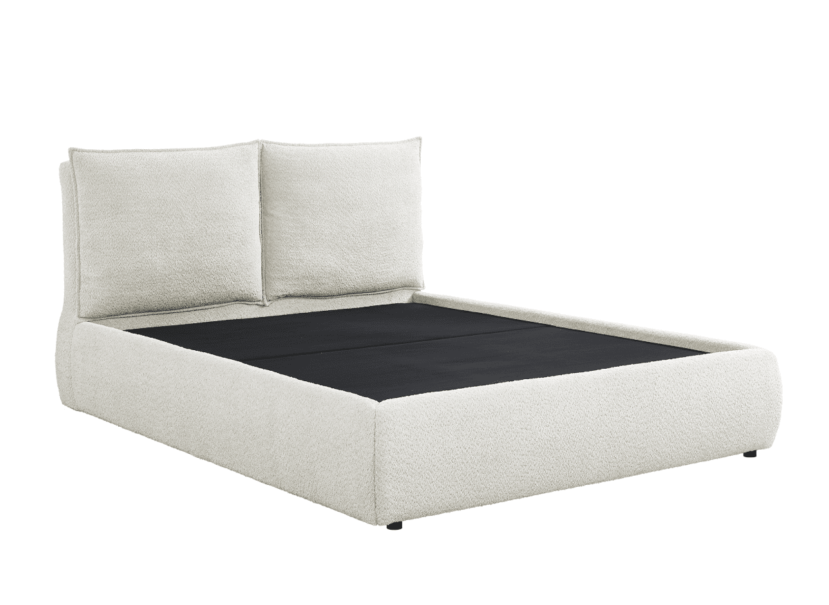 Lit coffre en tissu bouclette beige 160x200 cm MELY