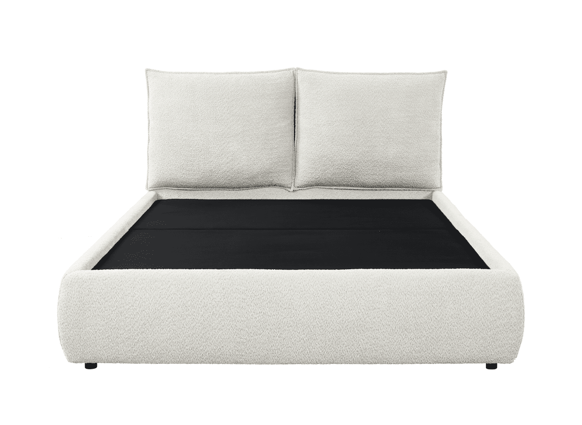 Lit coffre en tissu bouclette beige 180x200 cm MELY