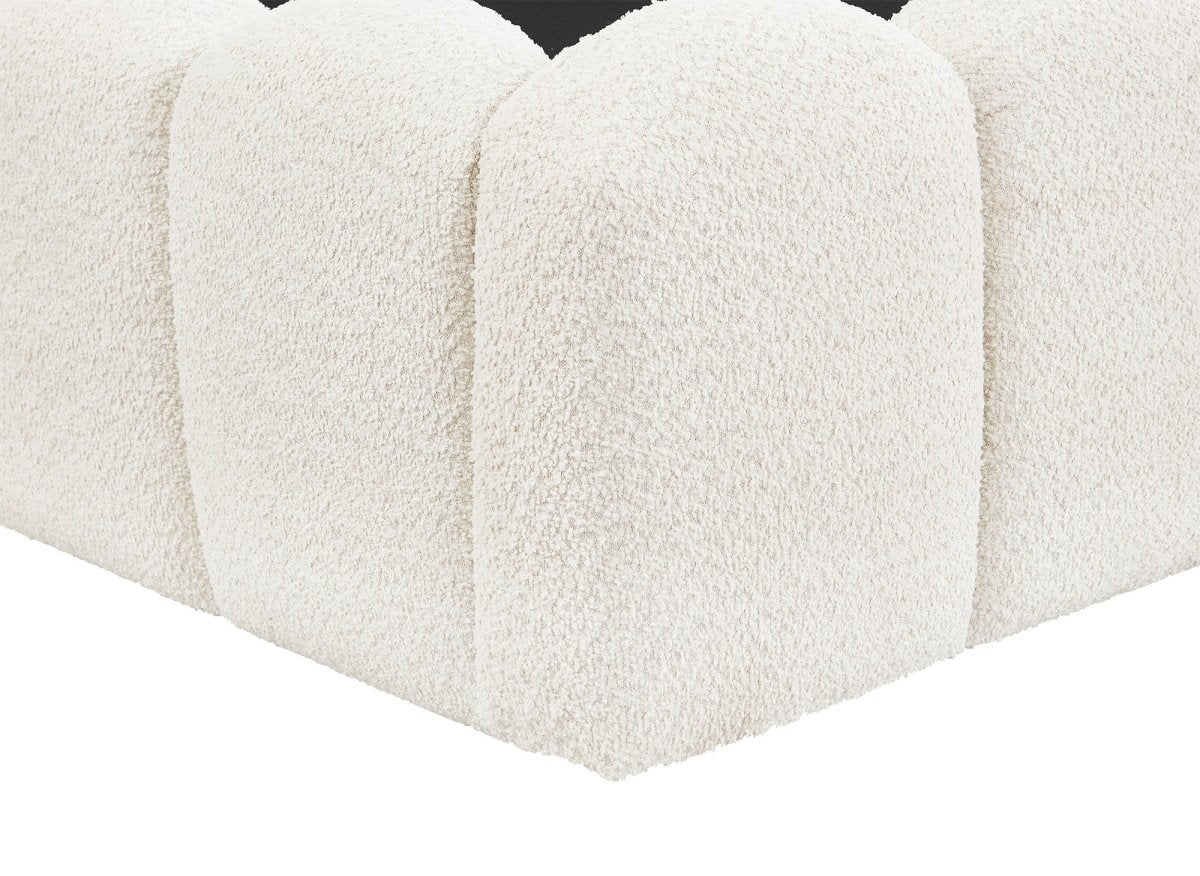 Lit coffre en tissu bouclette beige 180x200 cm RITA