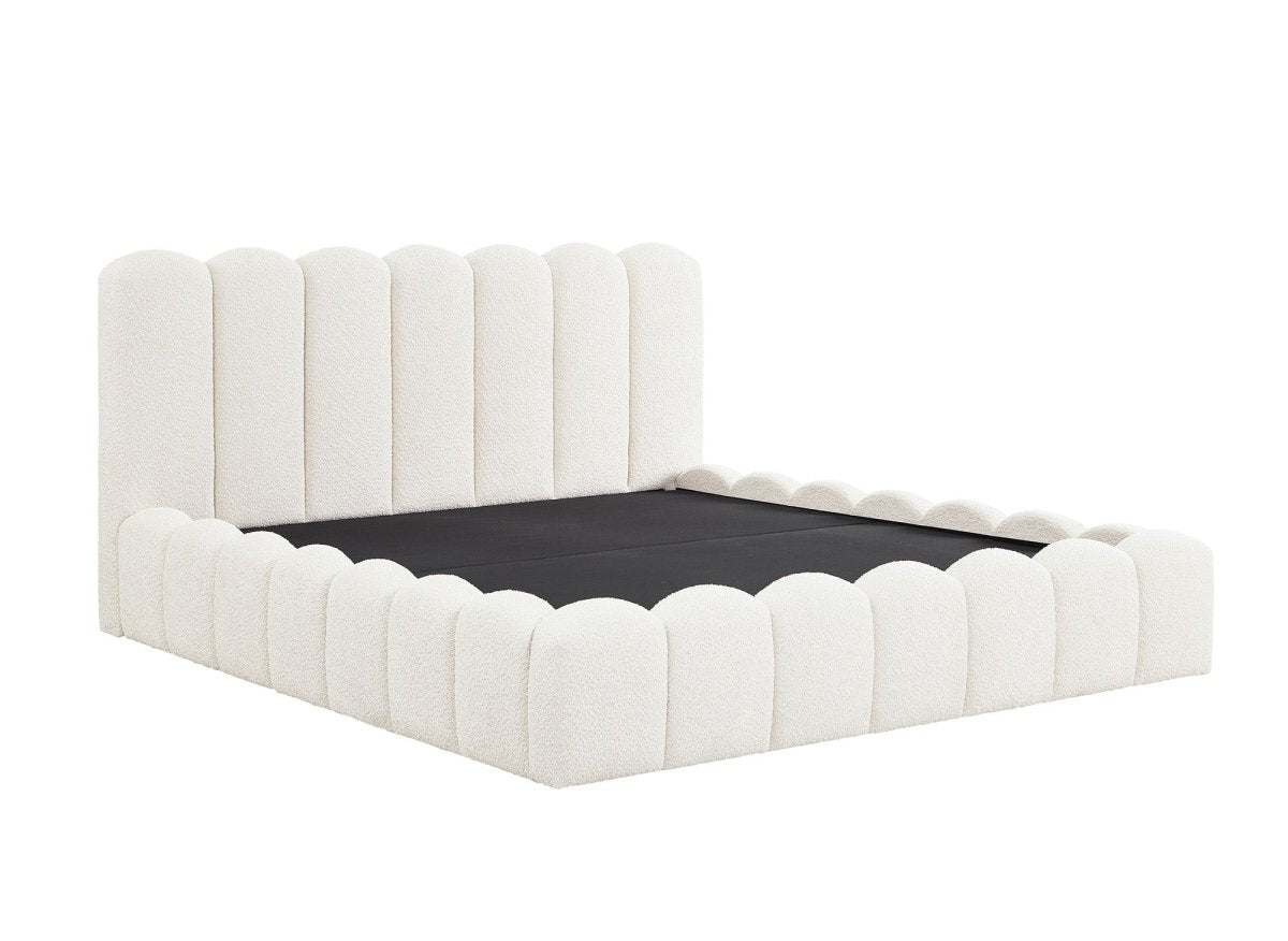 Lit coffre en tissu bouclette beige 180x200 cm RITA