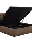 Lit coffre en tissu bouclette marron 180x200 cm MELY