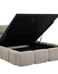 Lit coffre en tissu bouclette taupe 140x190 cm BUBBLE