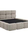 Lit coffre en tissu bouclette taupe 160x200 cm BUBBLE