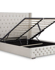 Lit coffre en velours beige 180x200 cm MAXI