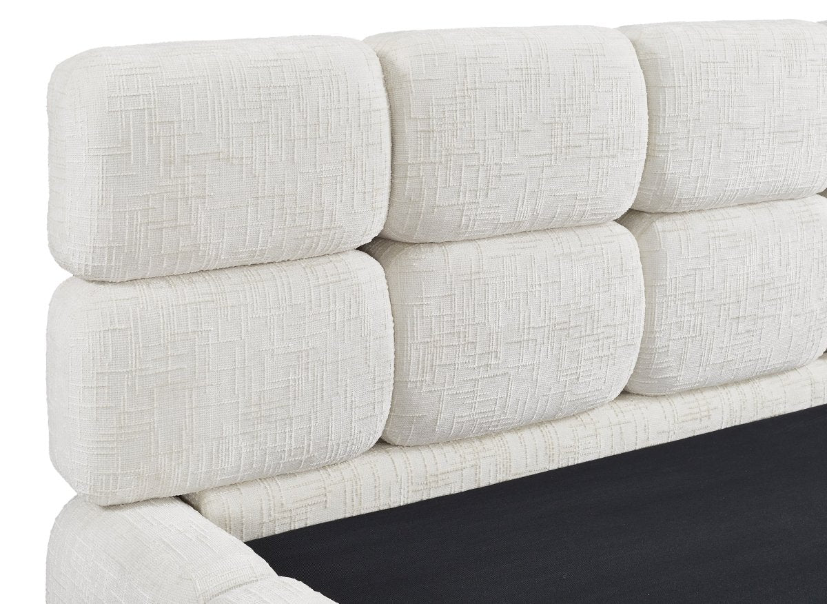 Lit coffre en velours chiné beige 160x200 cm BUBBLE