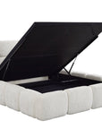 Lit coffre en velours chiné beige 160x200 cm BUBBLE