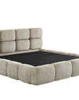 Lit coffre en velours chiné taupe 140x190 cm BUBBLE
