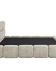 Lit coffre en velours chiné taupe 180x200 cm BUBBLE