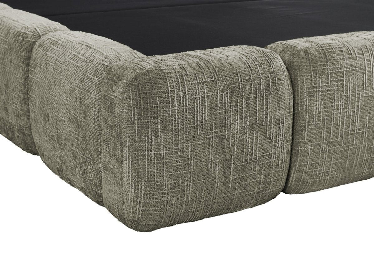 Lit coffre en velours chiné vert olive 140x190 cm BUBBLE