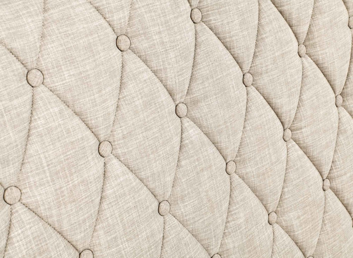 Lit double avec 4 tiroirs en lin beige 160x200 cm LEANDRE