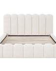Lit double en tissu bouclette beige 160x200 cm RITA