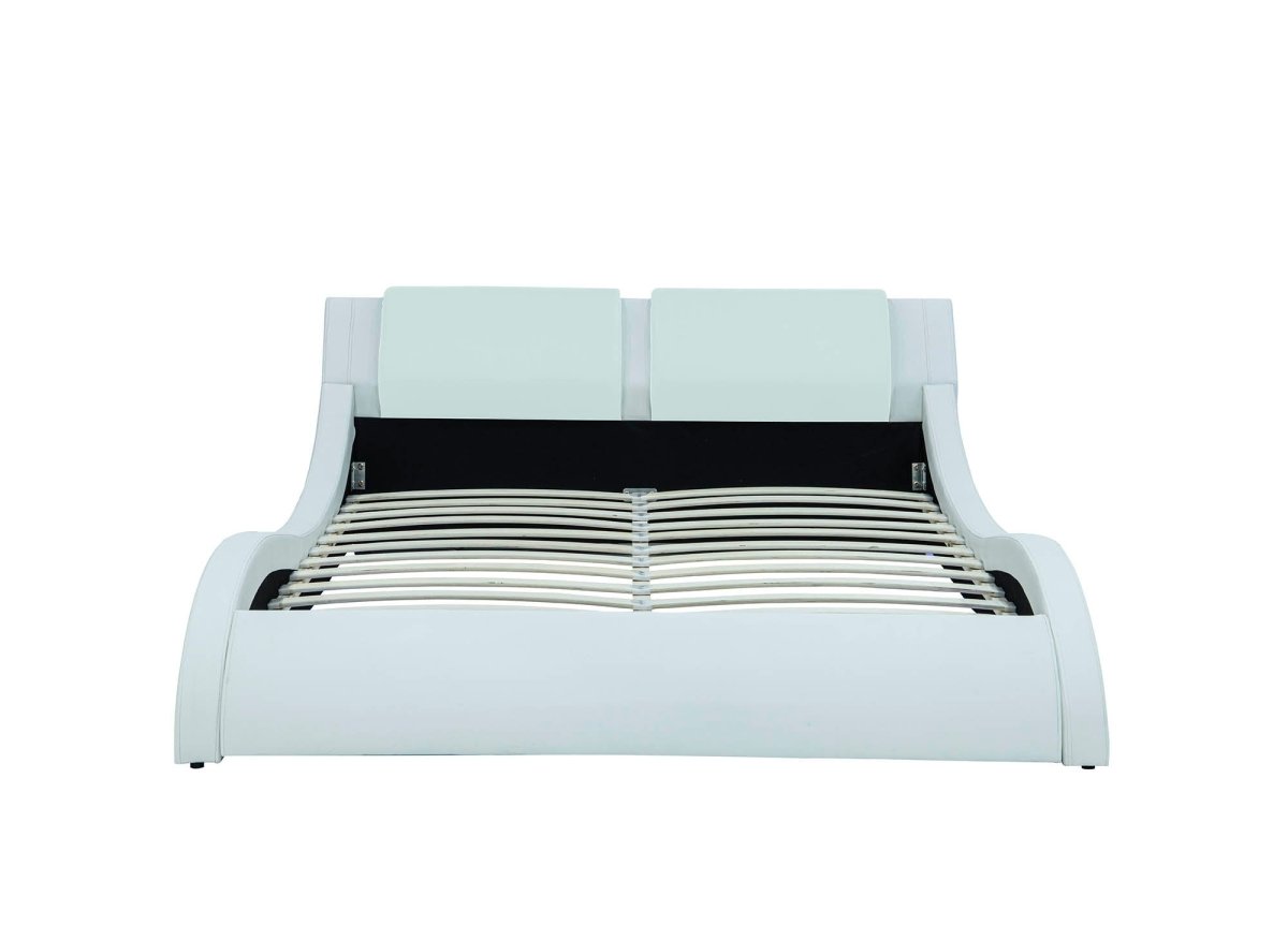 Lit en simili cuir blanc avec LED 140x190 cm ZEDA