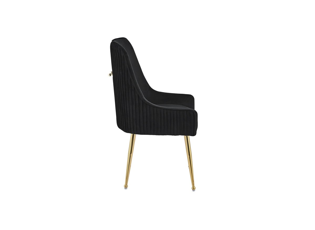 Lot de 2 chaises en velours noir pieds en métal doré DORY
