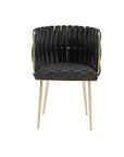 Lot de 2 chaises en velours noir pieds en métal doré POLO