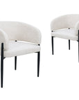 Lot de 2 chaises en velours tissé écru pieds en métal noir DIANA